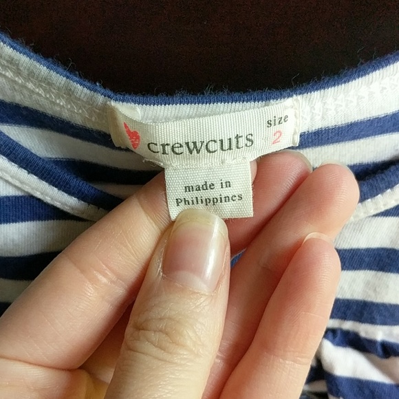 2T Crewcuts blue and white striped ruffle dress - Picture 2 of 3